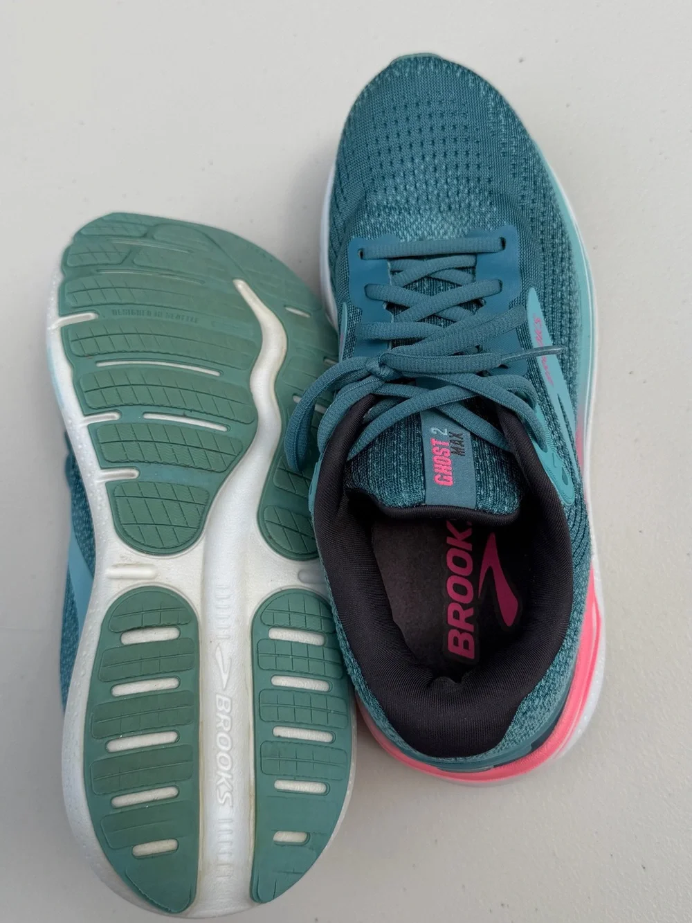 Brooks Ghost Max 2 Women’s Running Shoes Mesh Low Top Lace-Up Storm Blue/Pink