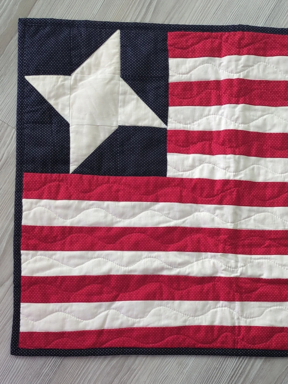 Handmade Patriotic Quilt Wall Hanging Americana Red White Blue Folk Art Decor