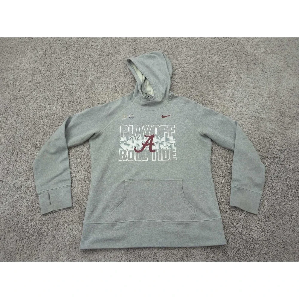 Alabama Crimson Tide Hoodie Womens L‎ Gray NCAA Football Playoff Roll Tide Nike