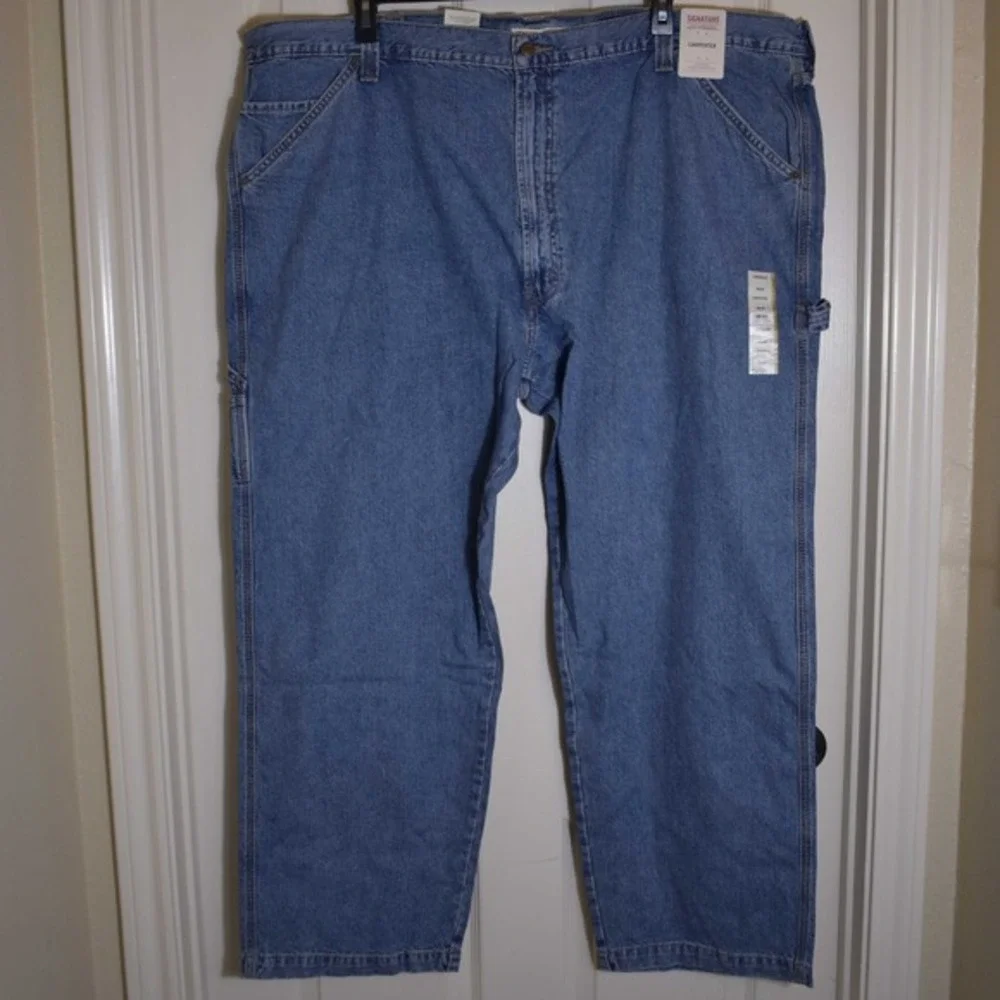 Signature by Levi Strauss Carpenter Jeans Men's 52x32 Indigo Blue Big & Tall NEW