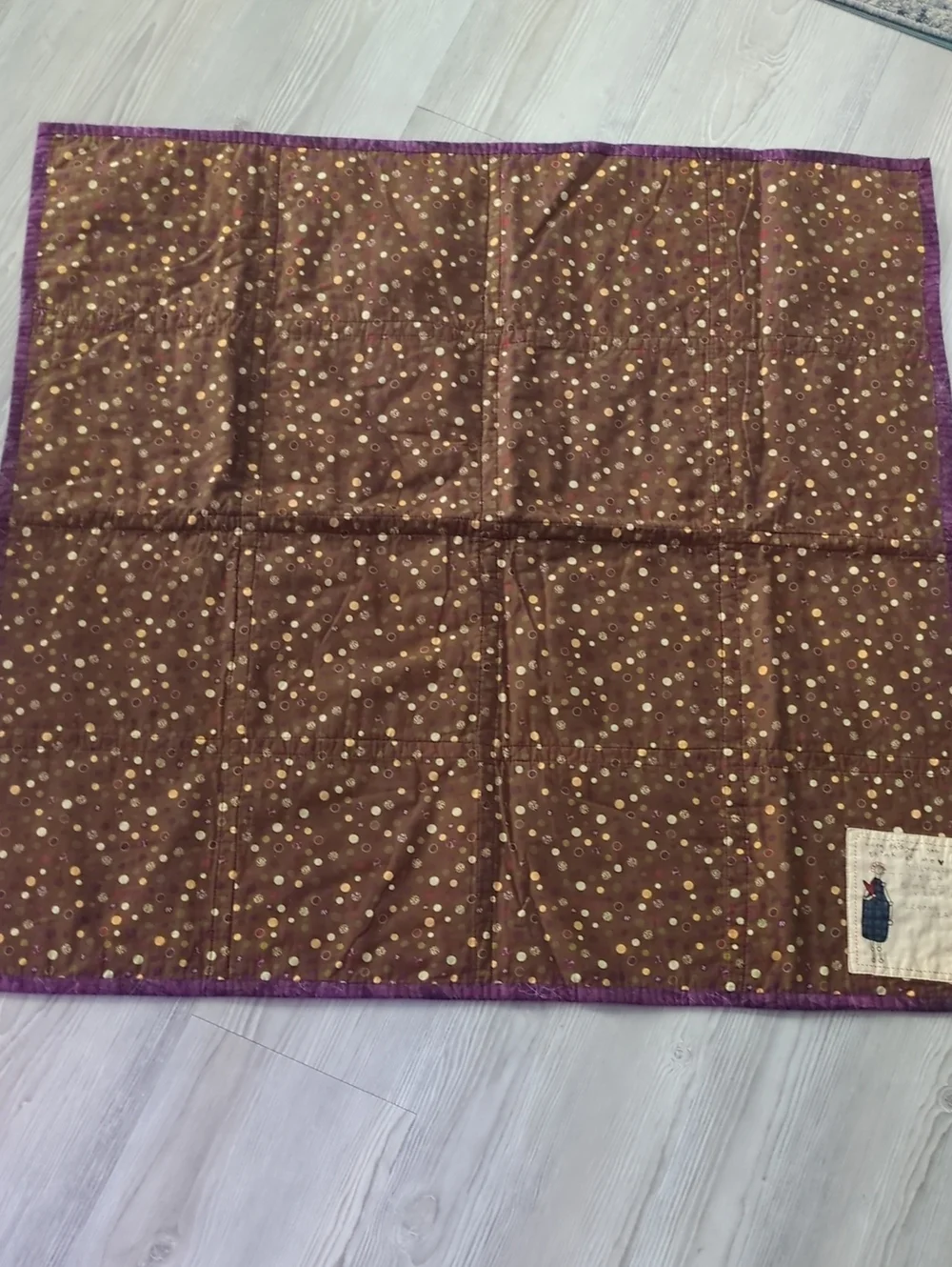 Handmade Floral Patchwork Quilt Wall Hanging Signed by Grandma Colorful Folk Art