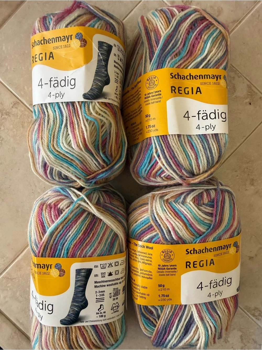 Schachenmayr Regia 4-fädig 4-ply Multicolor Sock Yarn 4 skeins