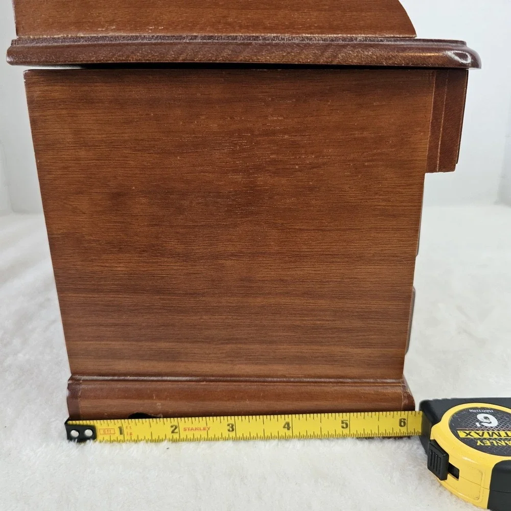 Vintage Retro Brown Wooden Jewelry Box w/ Drawers Mini Dresser Style