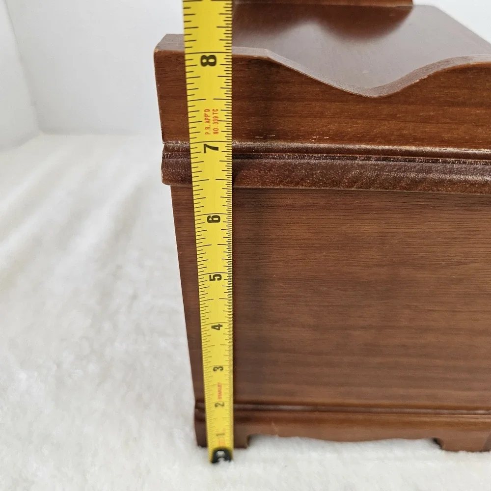 Vintage Retro Brown Wooden Jewelry Box w/ Drawers Mini Dresser Style