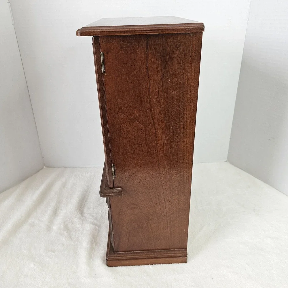 Vintage Wooden Curio Cabinet Jewelry Box With Glass Door 18x12x6.5