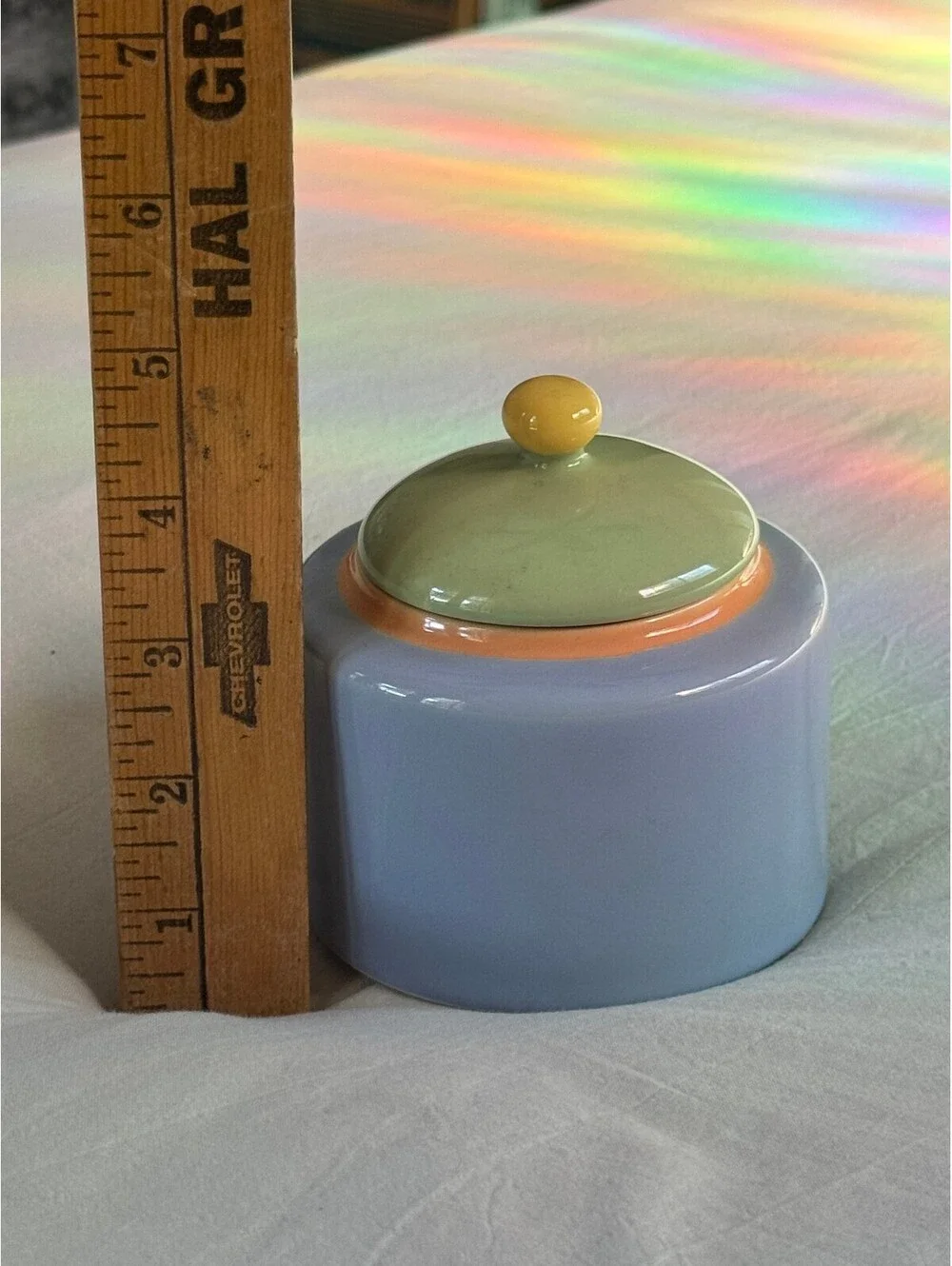 Vintage CorningWare Accessories Pastel Stoneware Sugar Bowl Lid Multi Color 1980