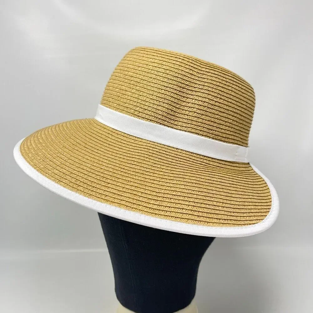 Sun N Sand Floppy Open Back Face Saver Sun Hat Cap 100% Paper Women’s OSFM