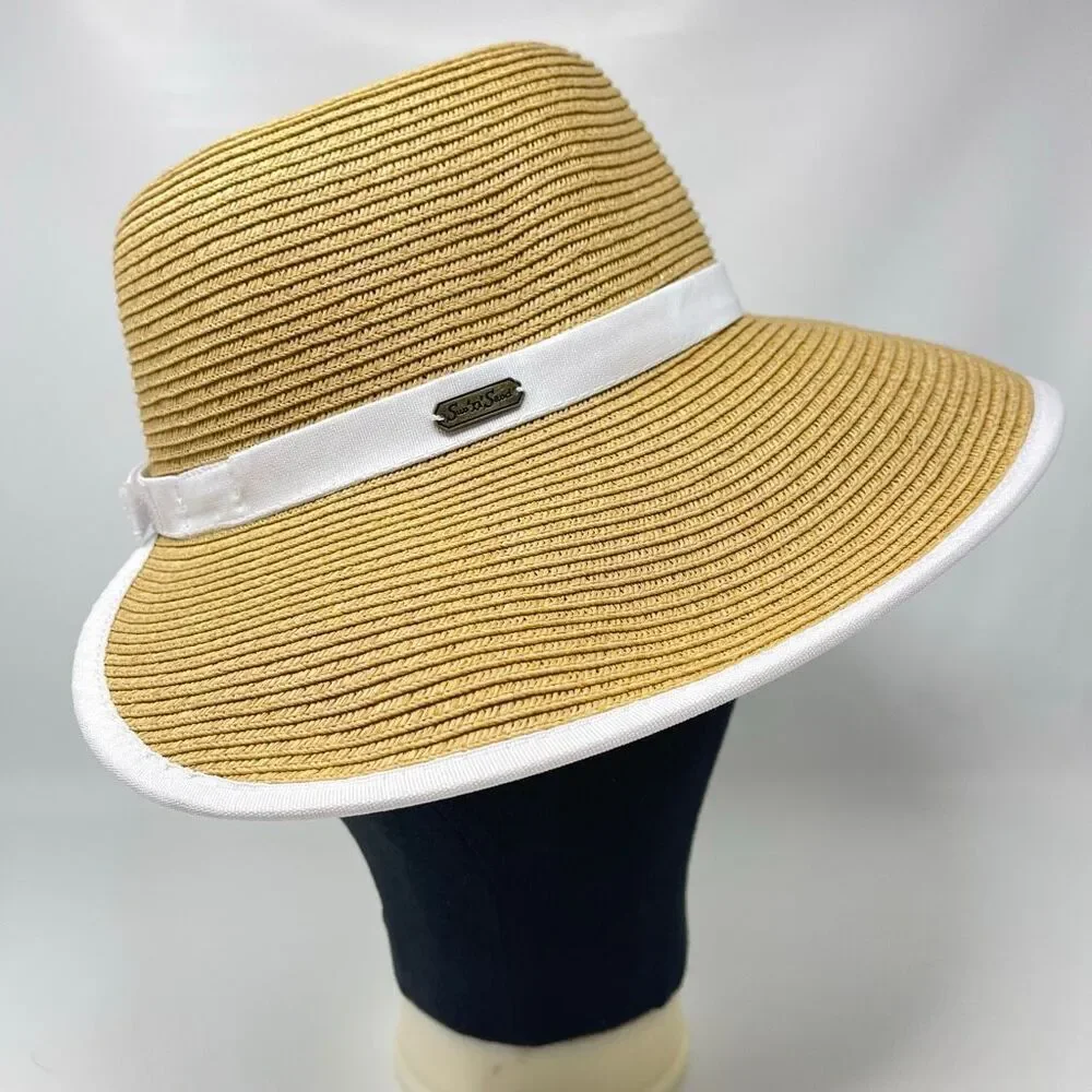 Sun N Sand Floppy Open Back Face Saver Sun Hat Cap 100% Paper Women’s OSFM