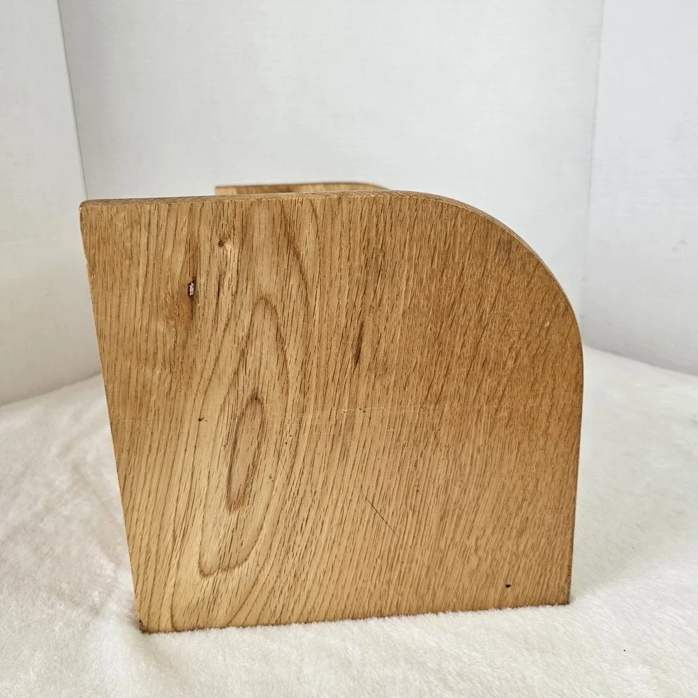 Vintage Natural Oak Roll Top Tambour Door Bread Box 16
