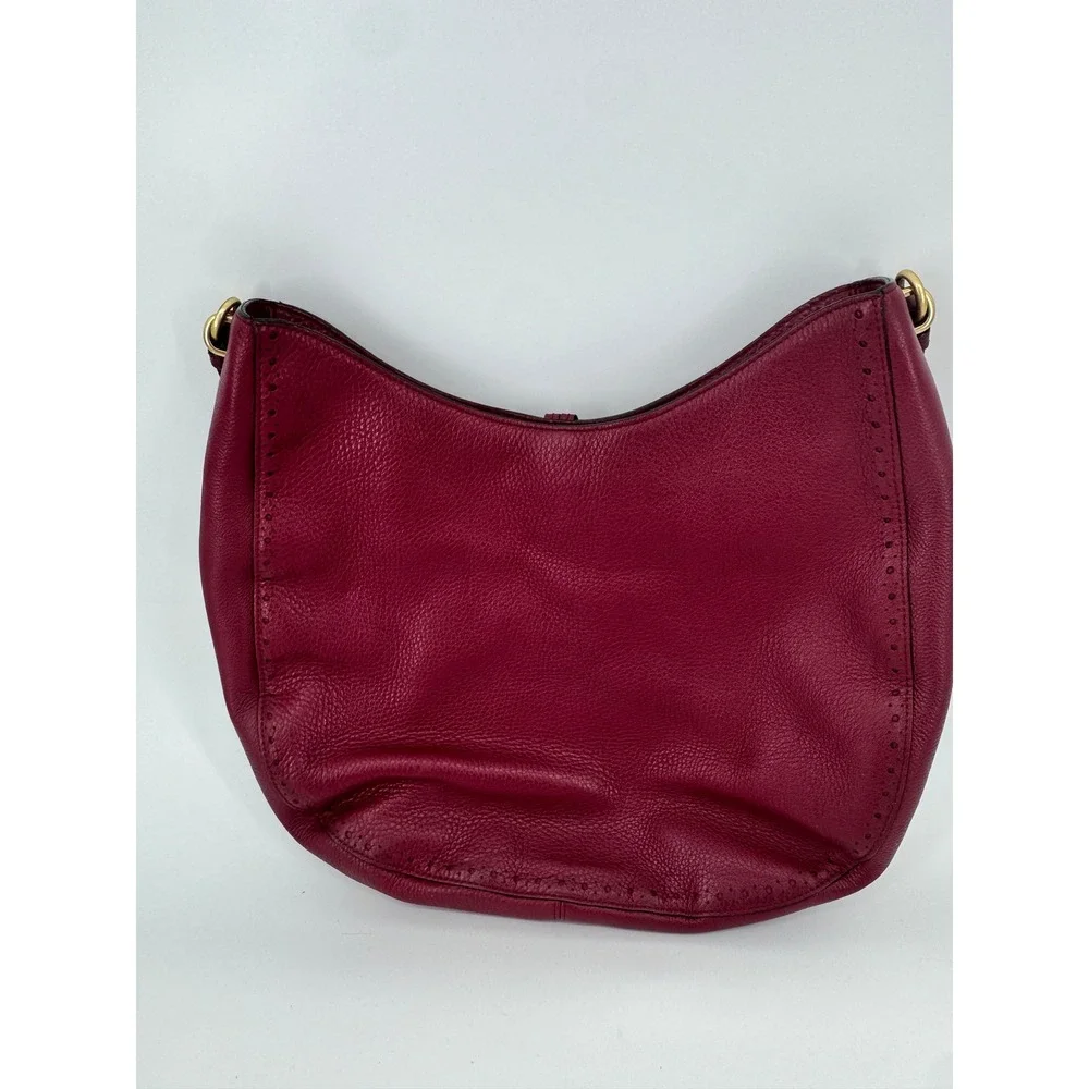 Kate Spade Hobo Bag Women Fuchsia Pebbled Leather Tassel Perforated‎  PXRU5600