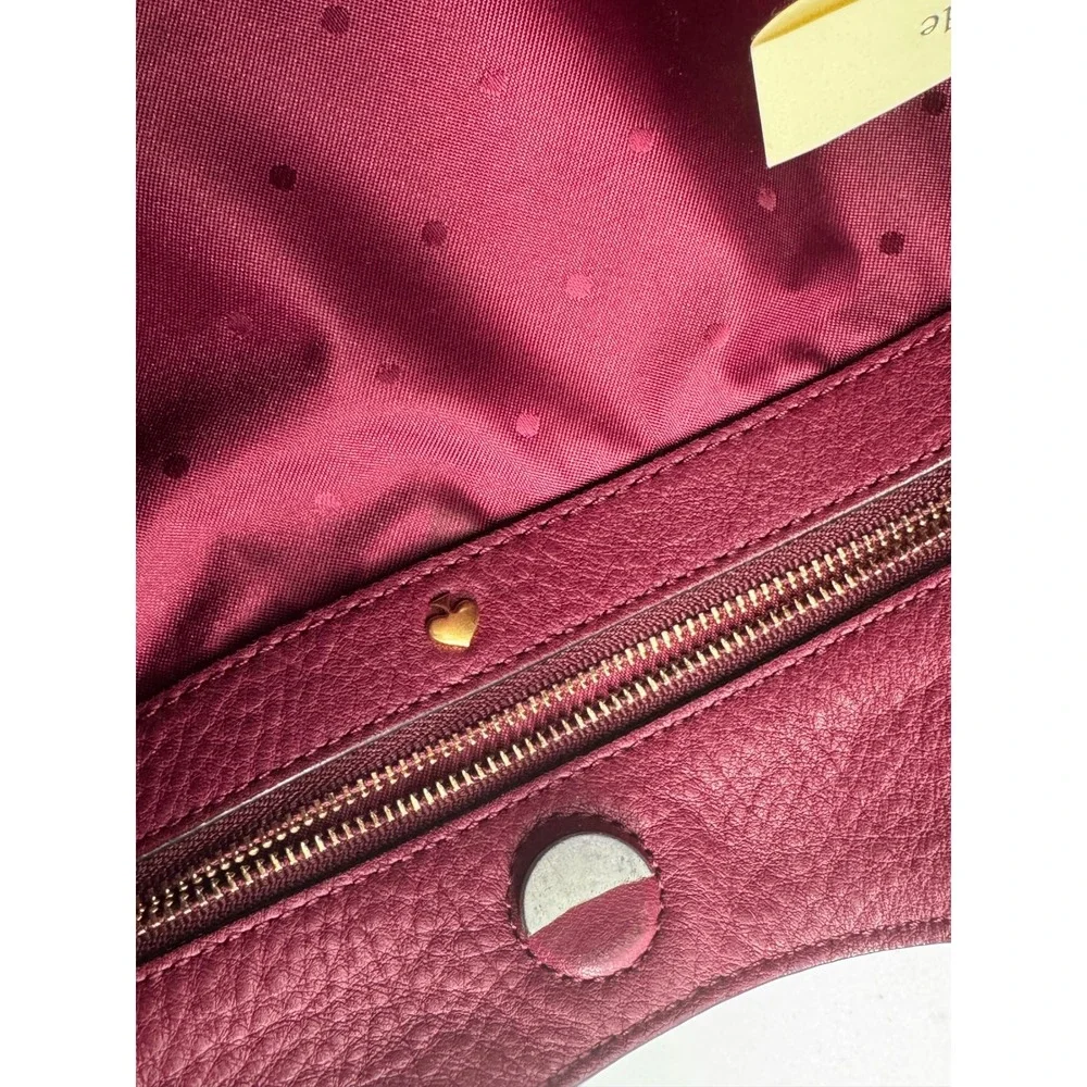 Kate Spade Hobo Bag Women Fuchsia Pebbled Leather Tassel Perforated‎  PXRU5600