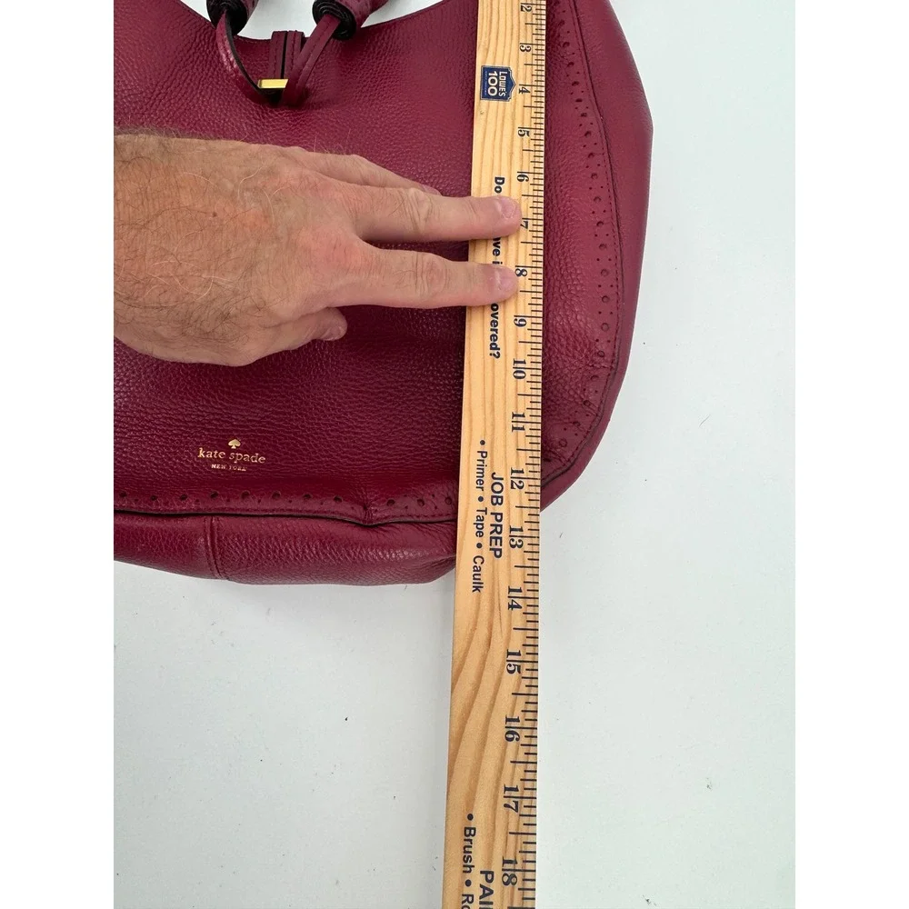 Kate Spade Hobo Bag Women Fuchsia Pebbled Leather Tassel Perforated‎  PXRU5600