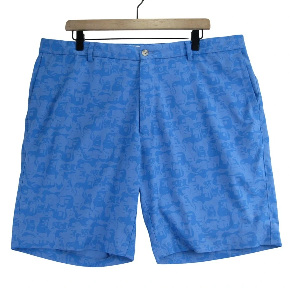 Peter Millar Guitar Print Performance Golf Shorts Mens 38 Blue Preppy Luxury‎
