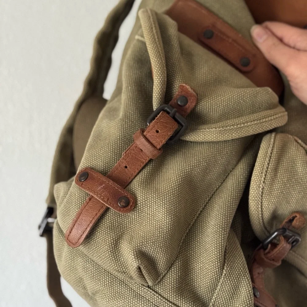 Vintage Kakadu TRADERS AUSTRALIA BROWN Canvas and  LEATHER BACKPACK BAG