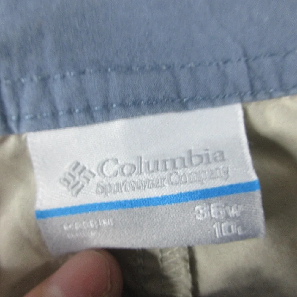 Columbia Shorts Mens 36 Beige Chino 10 Inseam Lined Cotton Pockets Casual Summer