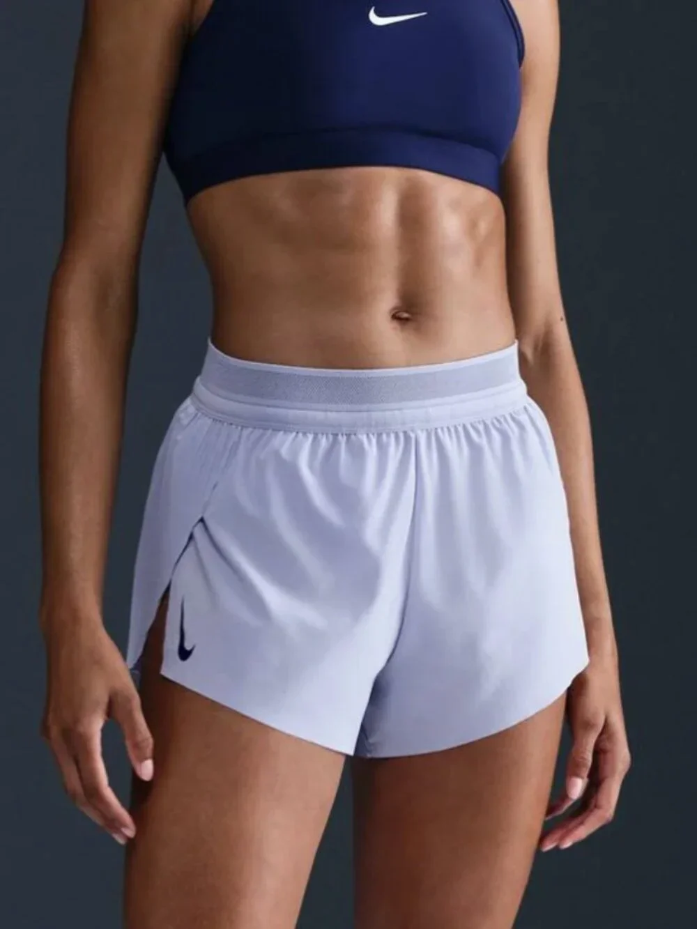 Nike Women's AeroSwift Running Shorts - Ghost / Blue Void, Medium (NWT)