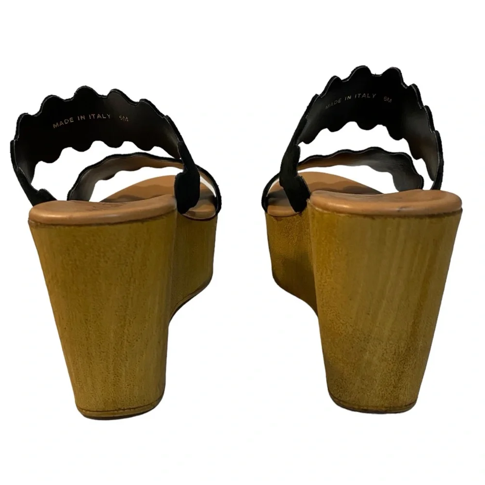 Matisse Black Suede Double Strap Wedge Sandal