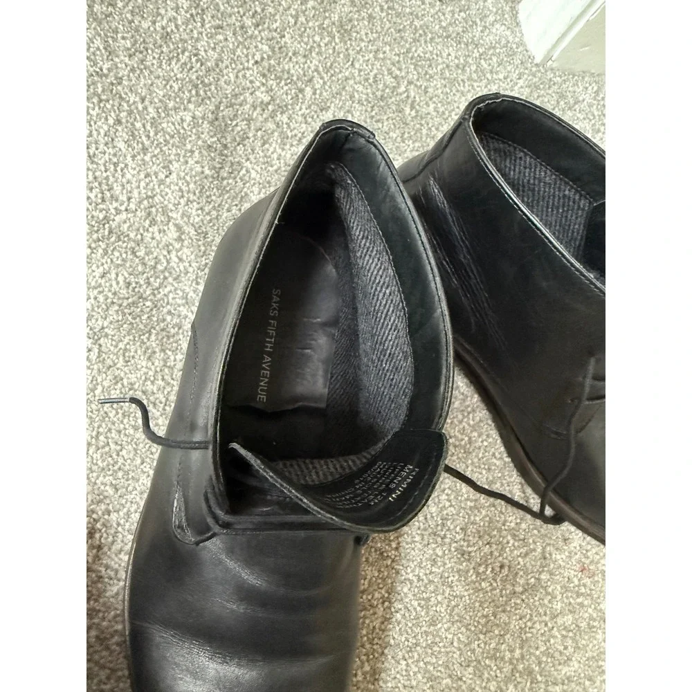 Saks Fifth Avenue Rimini Mens Black Leather Chukka Ankle Boots Size 12M