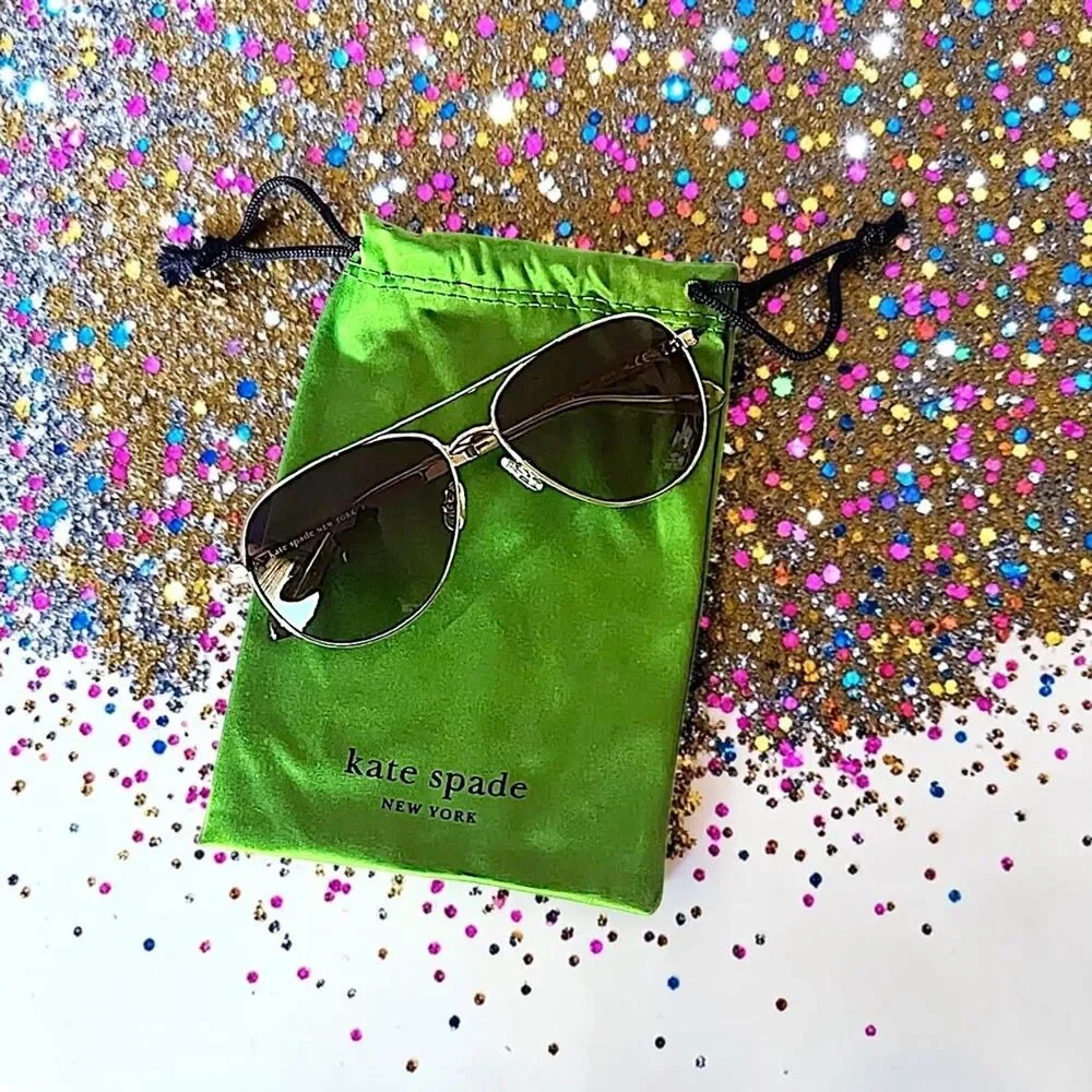 Kate Spade Women's Emmaline/S J5GHA Gold Aviator Sunglasses NEW IN BAG 57mm