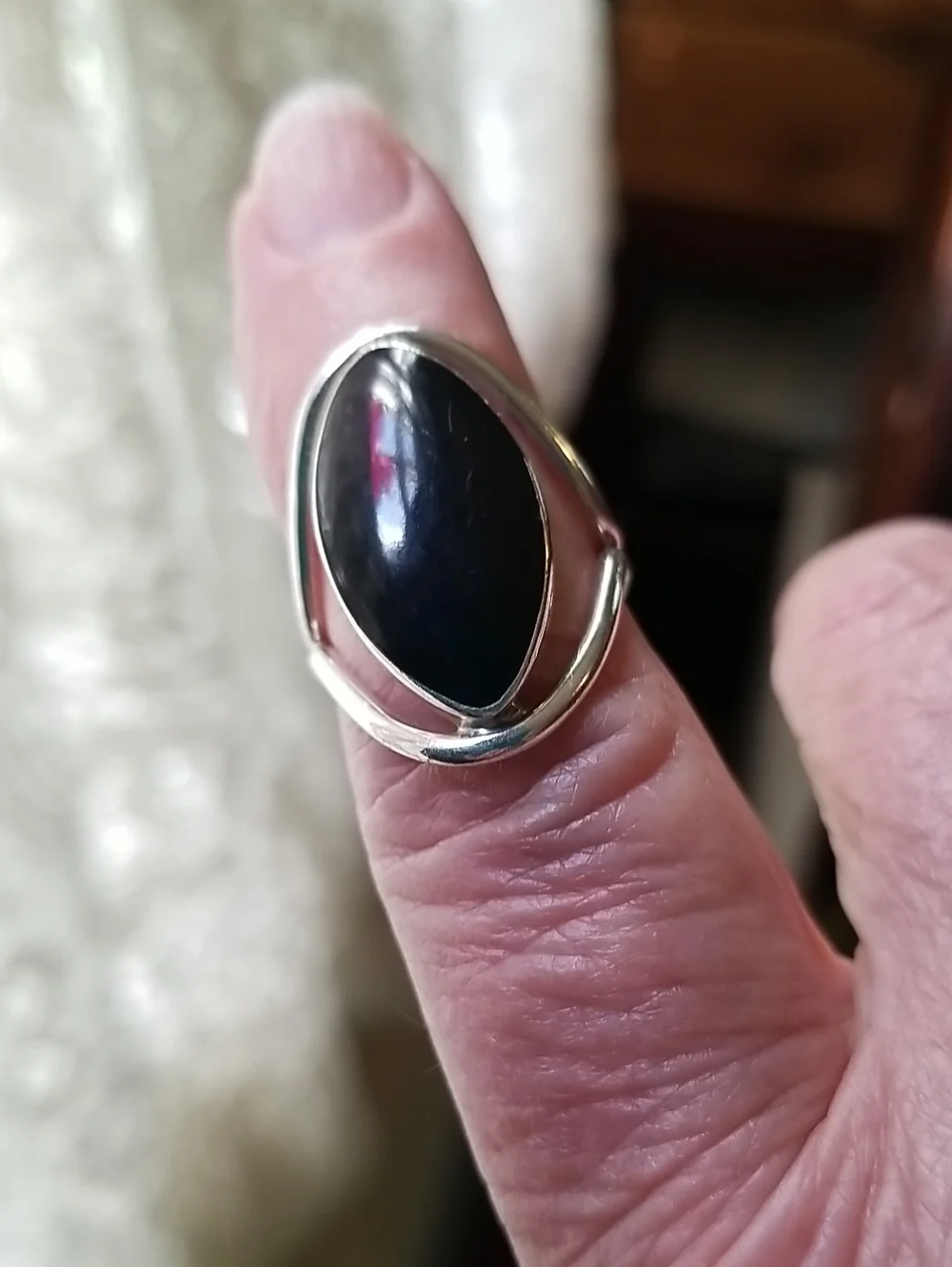 Silver and Onyx Ring