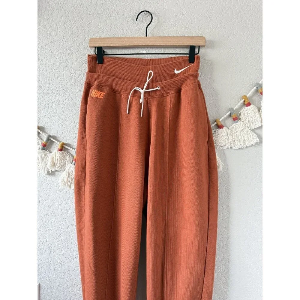 Nike Sportswear Swoosh High Rise Fleece Joggers Orange Baggy Loungewear Sporty M