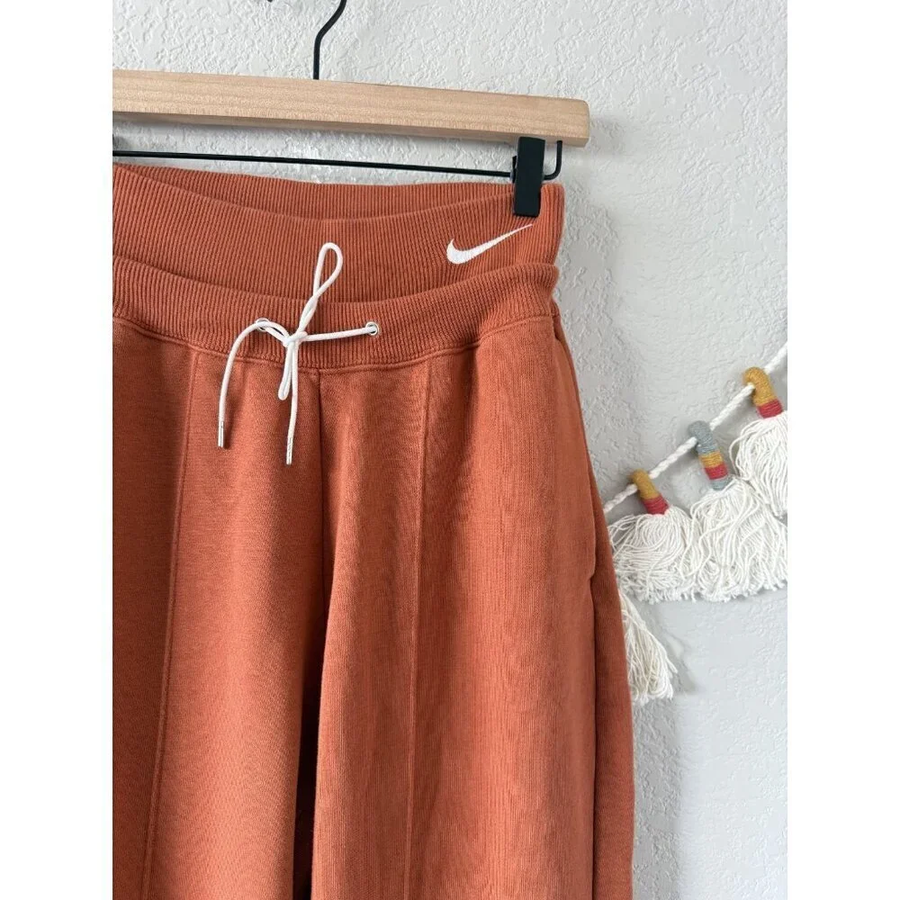 Nike Sportswear Swoosh High Rise Fleece Joggers Orange Baggy Loungewear Sporty M