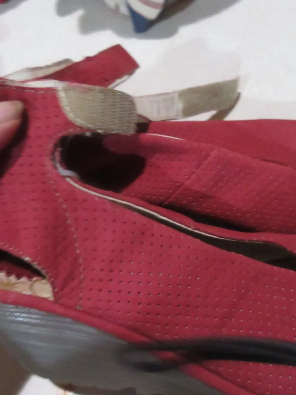 Fly London red  suede Leather Peep Toe Wedge Sandals Ankle Strap Womens 41