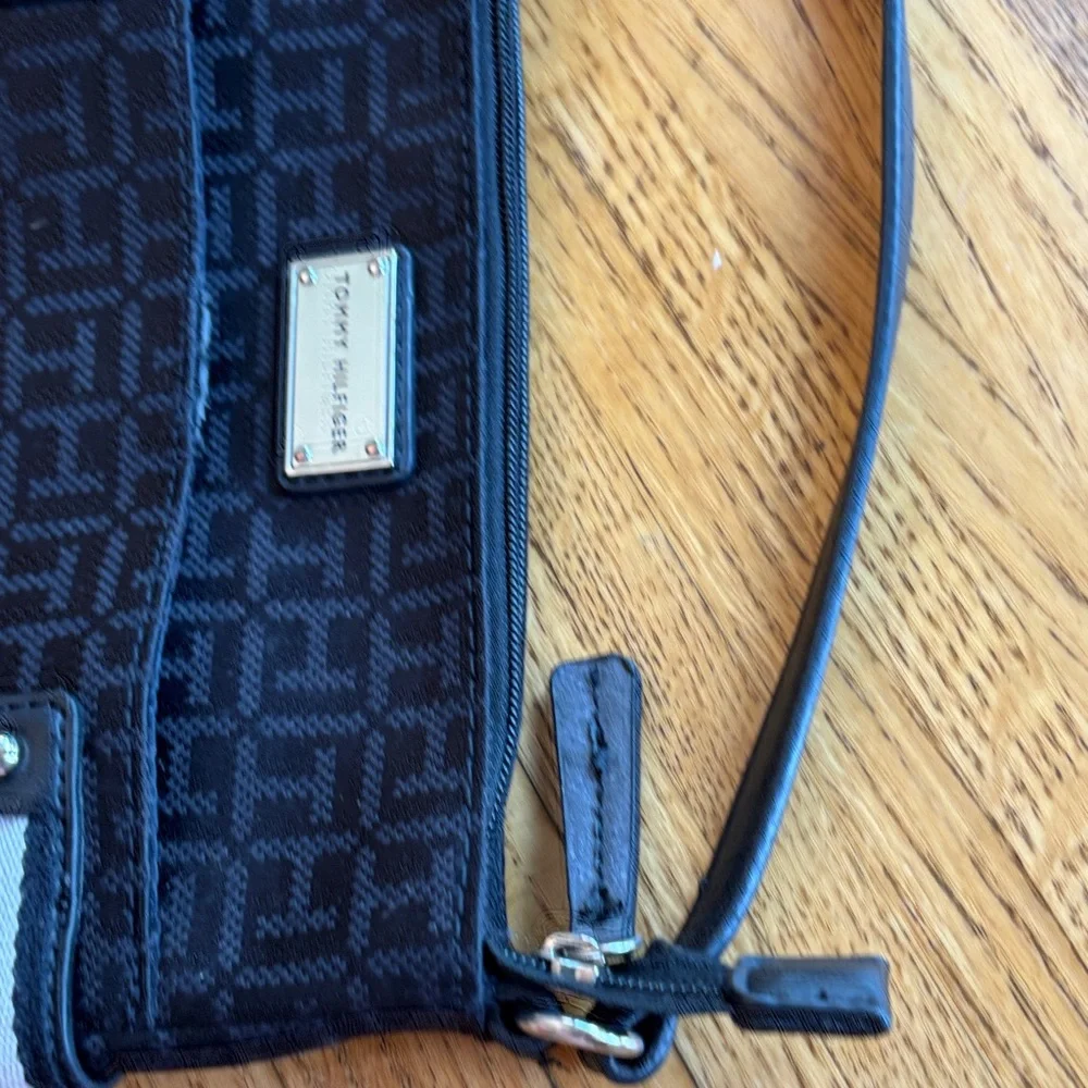 Tommy Hilfiger Black Crossbody Bag with White Stripe