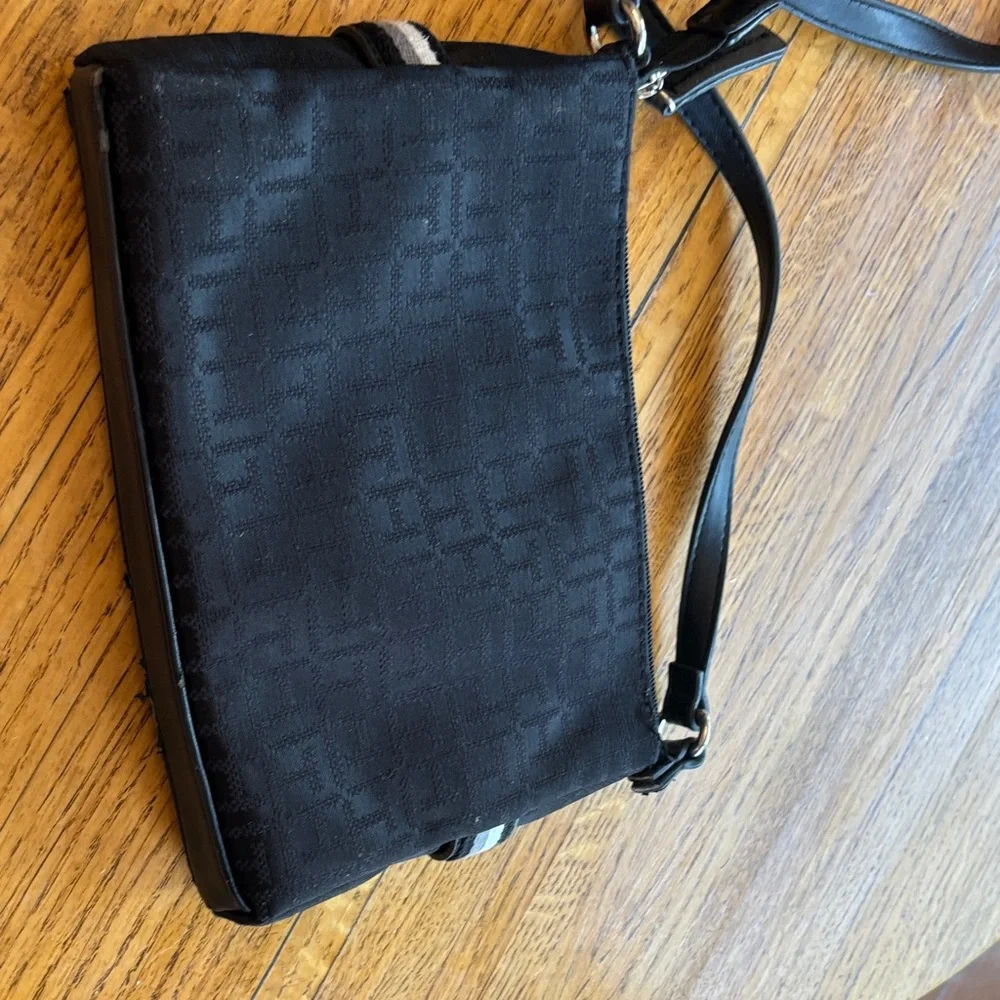 Tommy Hilfiger Black Crossbody Bag with White Stripe