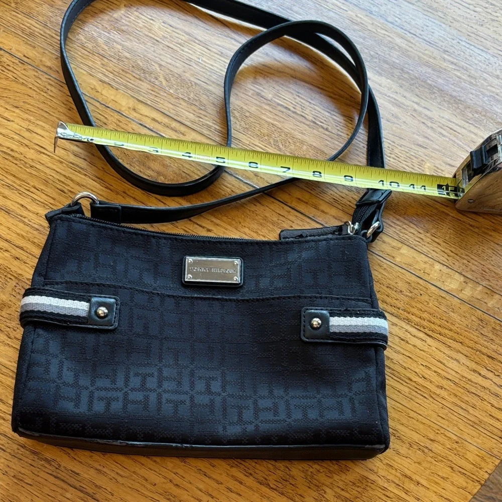 Tommy Hilfiger Black Crossbody Bag with White Stripe