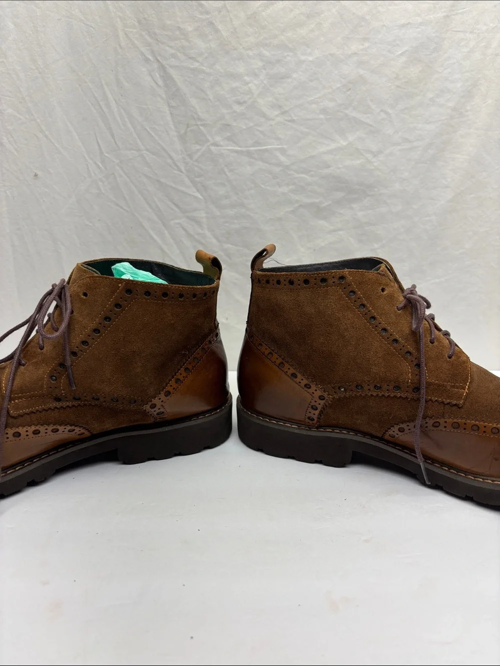 Vintage Foundry co Men's Brown Leather & Suede Chukka Wingtip Boots, SZ 10