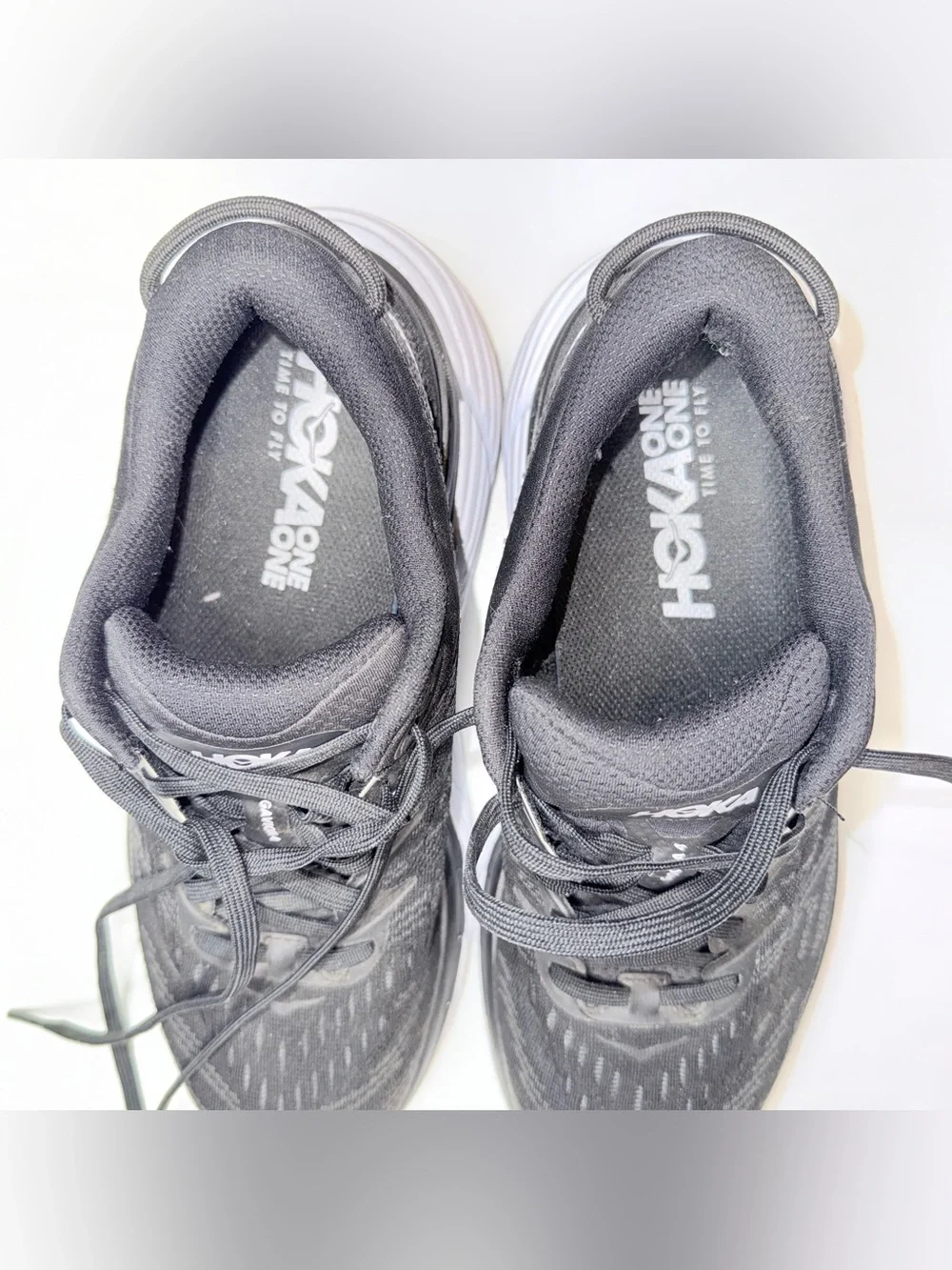 Hoka Black and White Men's Athletic Running Shoes