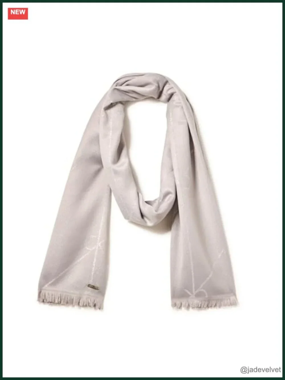 Metallic Diagonal Logo Fashion Scarf with Fringe