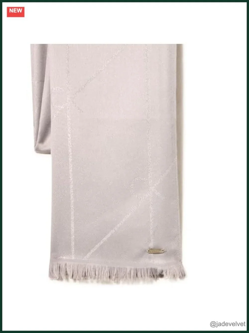 Metallic Diagonal Logo Fashion Scarf with Fringe
