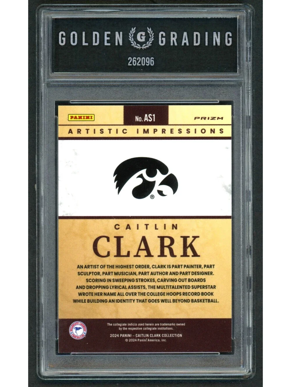 2024 Panini Caitlin Clark Collection Prizm #AS1 Artistic Graded Mint 9