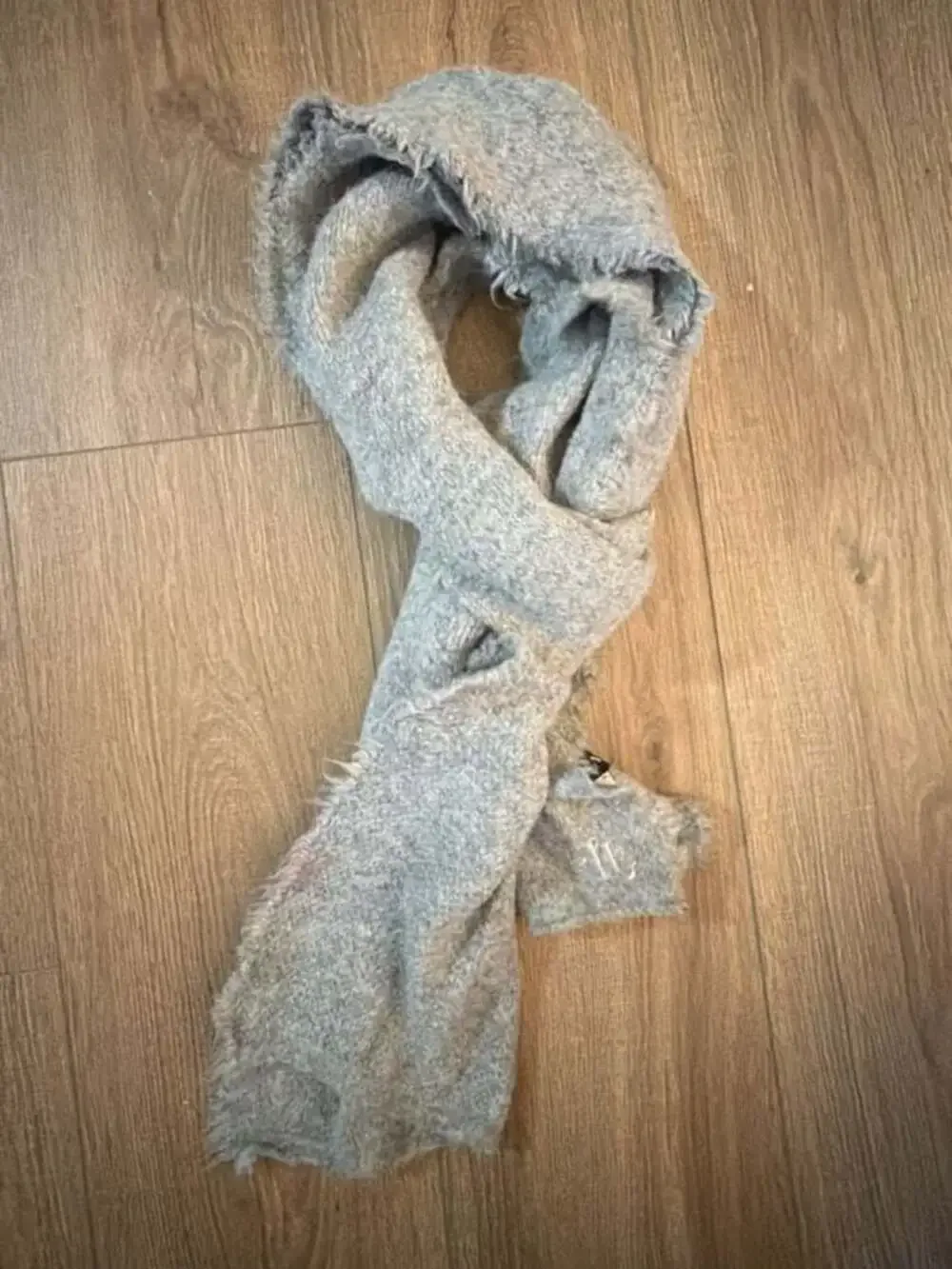 Lauren Ralph Lauren Grey Boucle Embroidered Logo Scarf