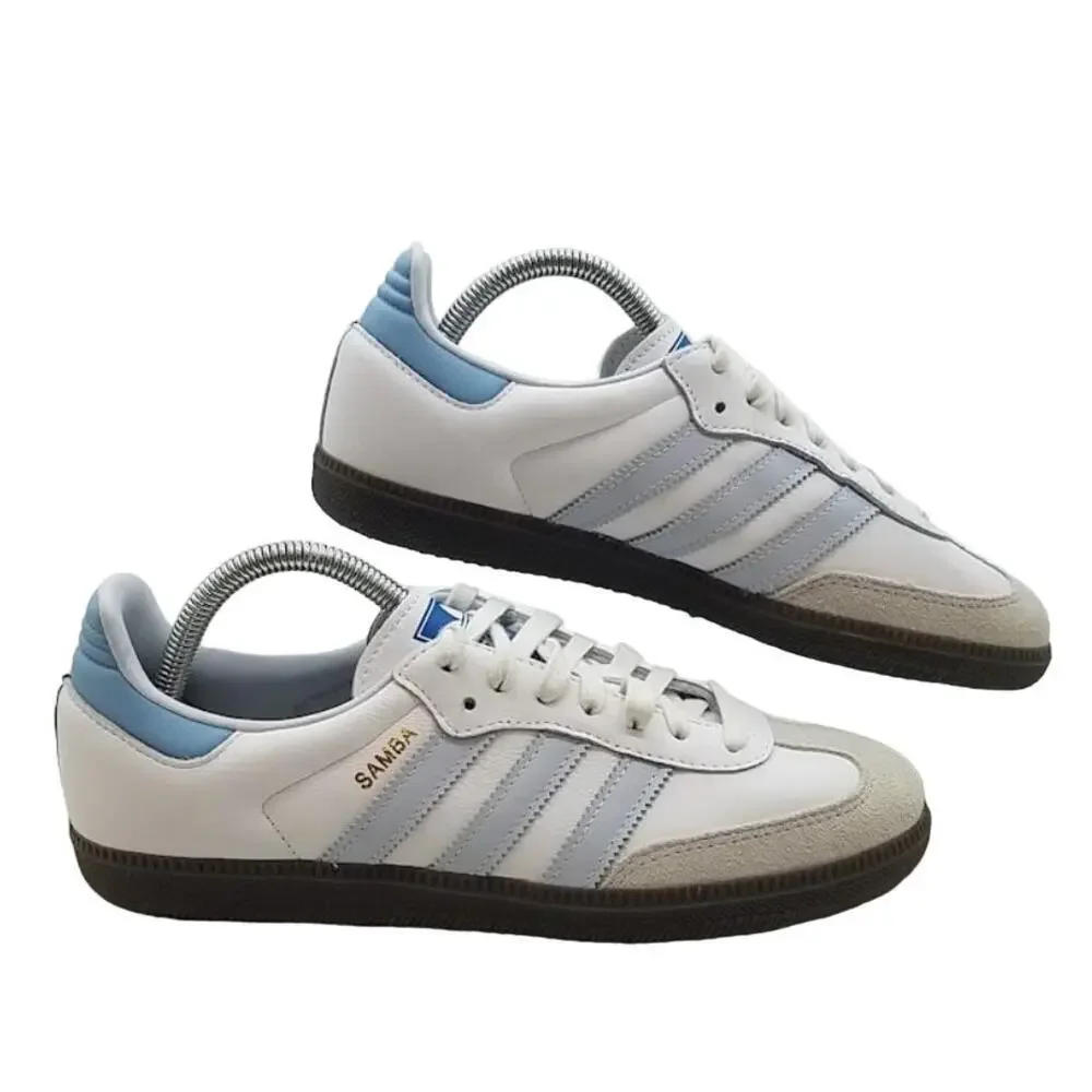 Adidas Samba OG White & Blue Sneakers Unisex Size‎ 7.5 – Worn 3 times