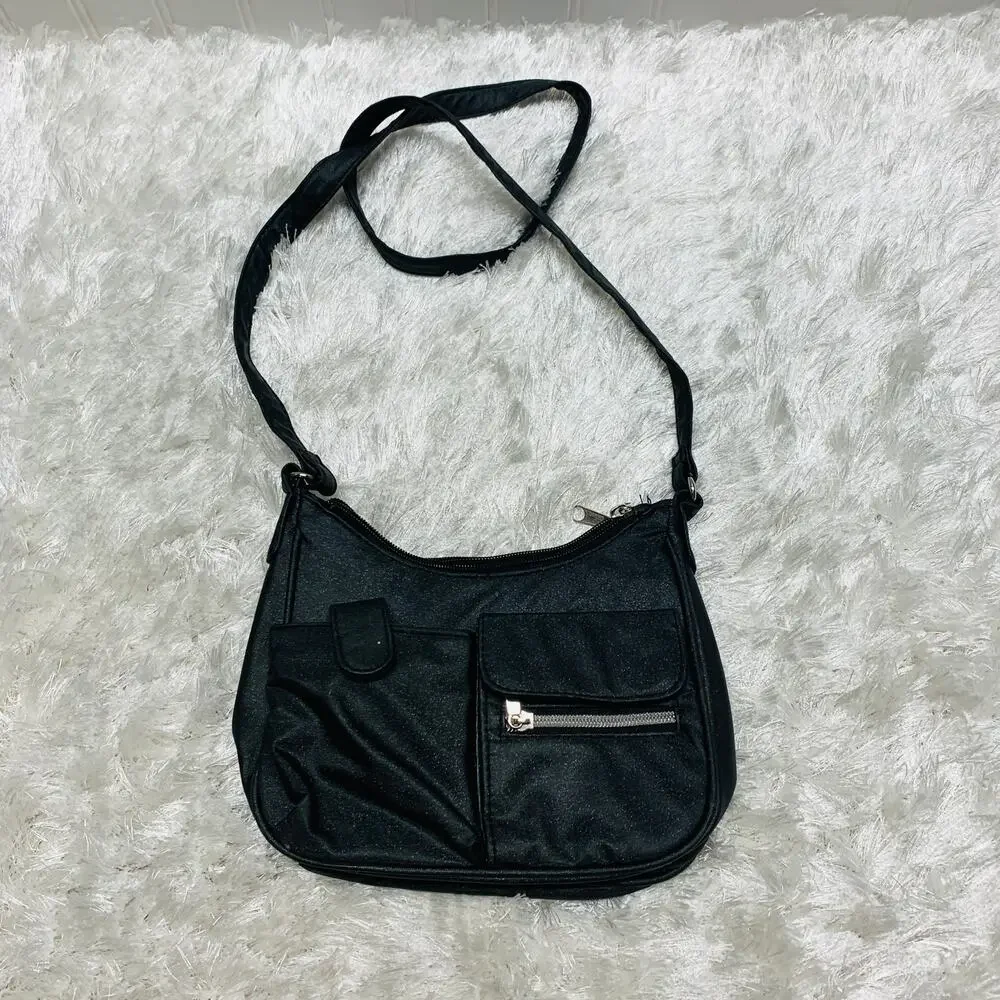 Y2k Mini Black Sparkle Cross Body Shoulder Bag