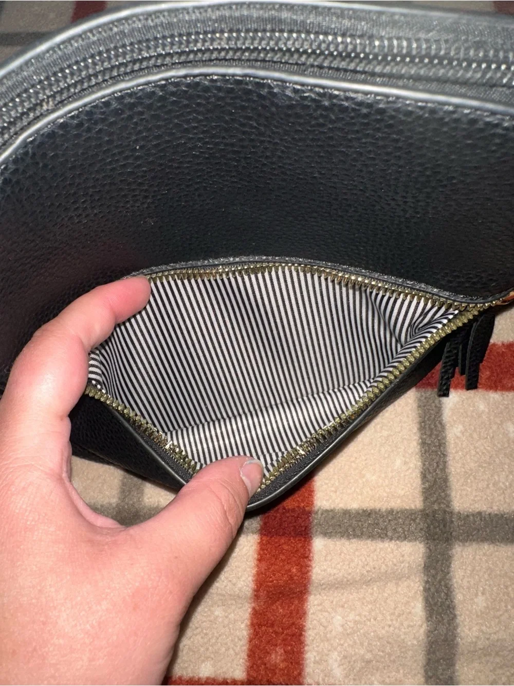 Unbranded Classic Black Leatherette Crossbody Bag with Tassel Zip
