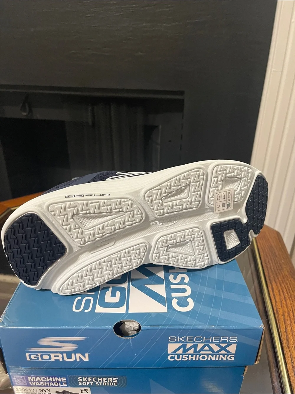 Skechers Navy and White GO RUN Max Cushioning Sneaker