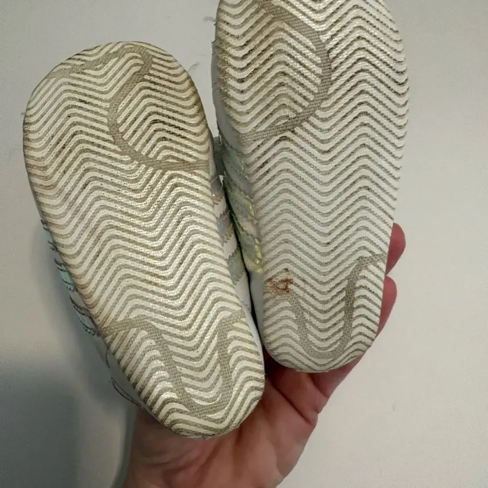 Adidas Superstar Baby White and Iridescent Sneakers Size 2