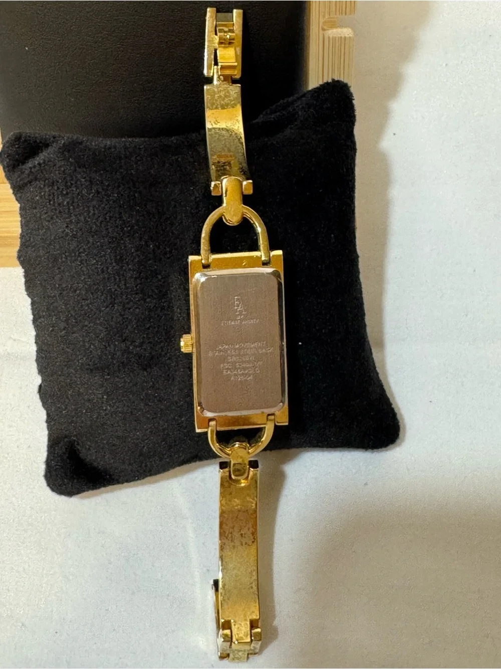 Etienne Aigner Gold Tone Bracelet Watch with Amber Dial