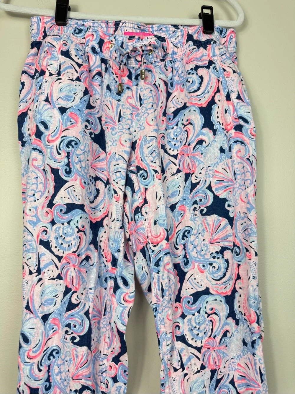 Lilly Pulitzer Aiden Linen Pant Medium High Tide Its for Shore Beach Preppy Pink
