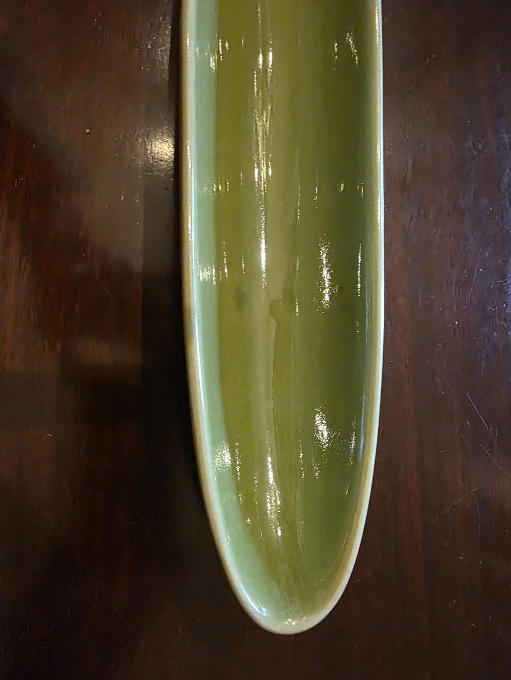Long Green Ceramic Olive Or Condiment Dish