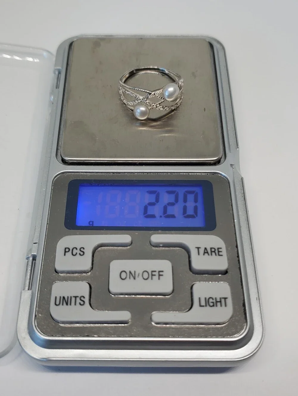 Avon Sterling Silver Pearl CZ Bypass Ring