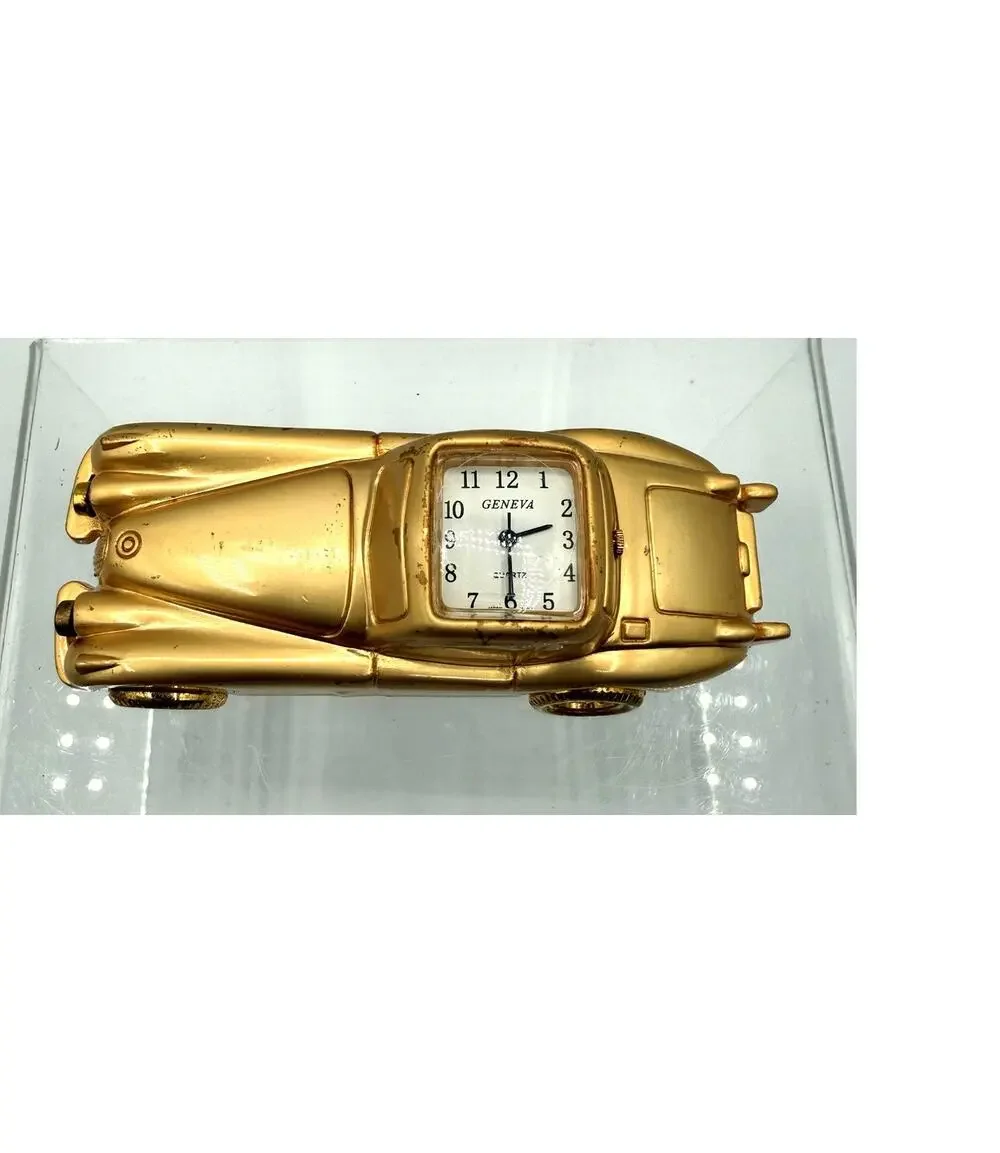 Geneva Mini Collectible Gold Plated Clock Car-Working