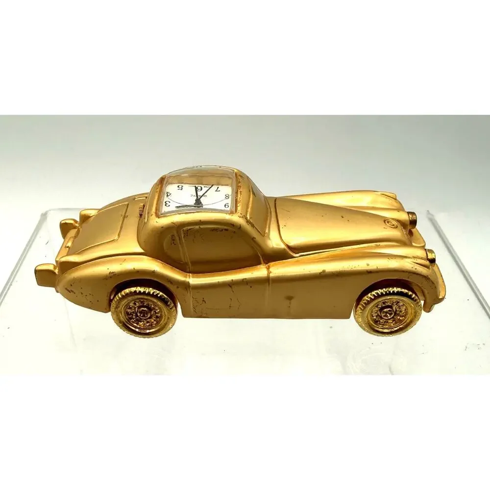 Geneva Mini Collectible Gold Plated Clock Car-Working