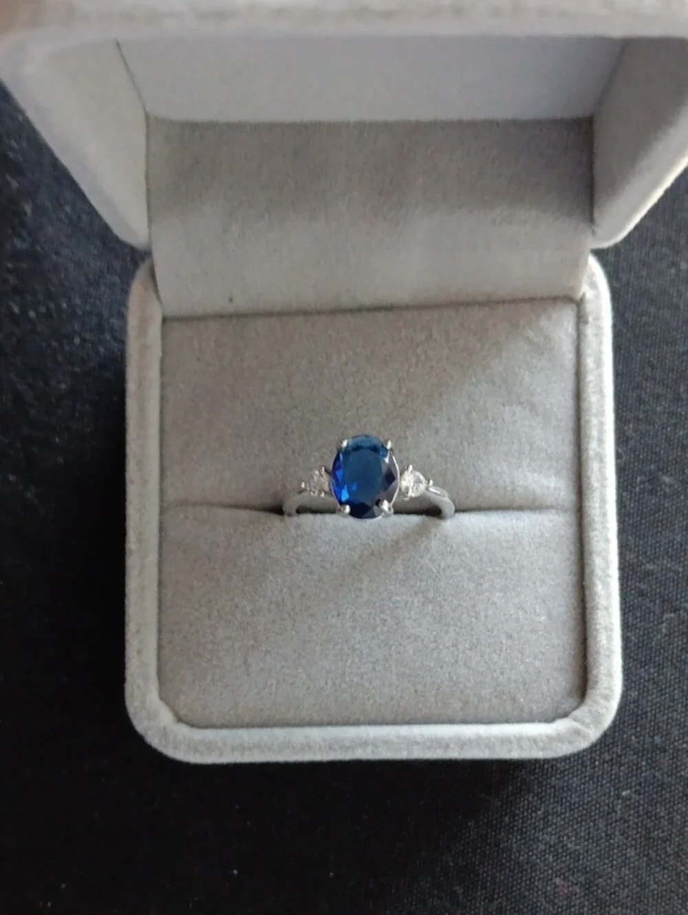 Sapphire Blue Solitaire Ring in Silver