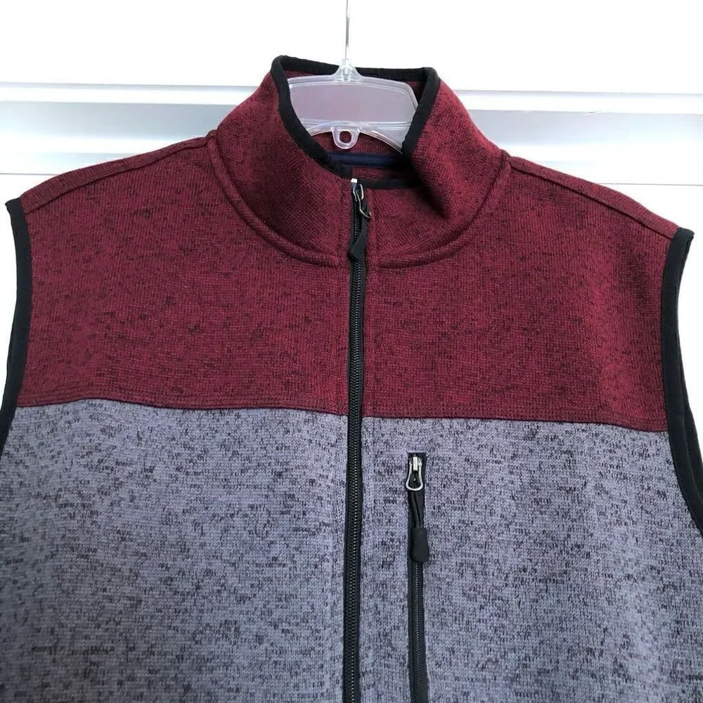 CLUB ROOM - NWT - M Sz L Colorblock Fleece Sweater Vest/Maroon & Grey. SO NICE!