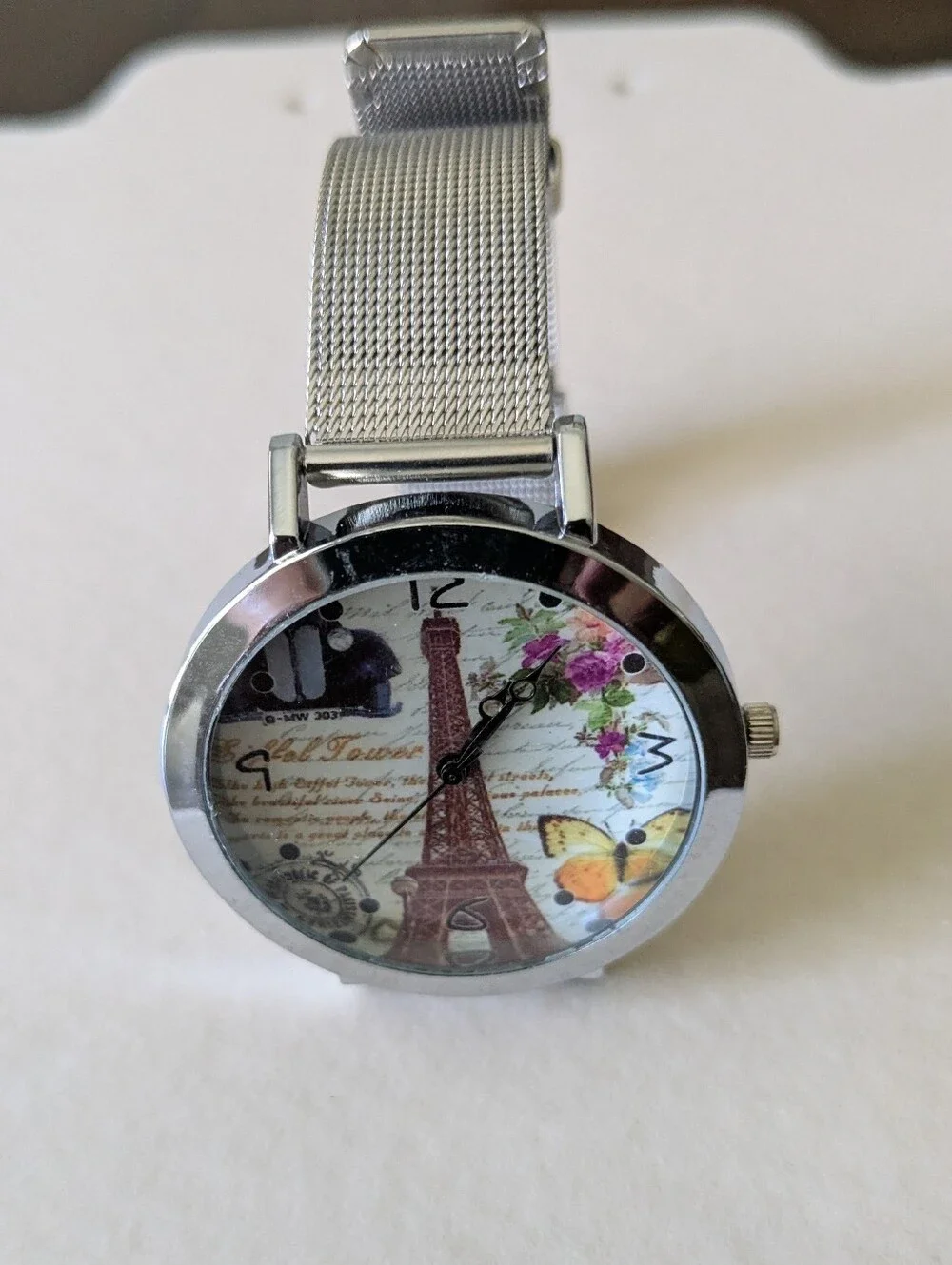 New Silver Mesh Strap Watch with Silver and Clear Beaded Bracelet